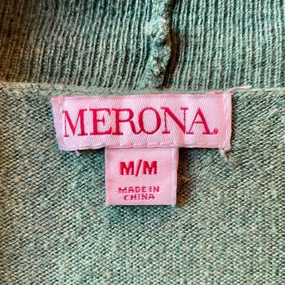 Merona Open Front Green Cardigan Size Medium - Picture 4 of 5